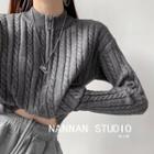 Half-zipper Cable-knit Sweater