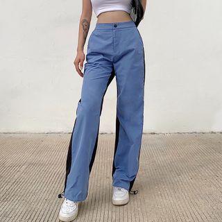 Straight-fit Two-tone Pants