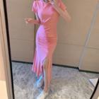 Side-slit Short-sleeve Maxi T-shirt Dress