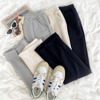 High-waist Plain Slit Sweatpants