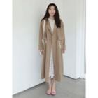 Flap-front Drawstring-waist Trench Coat