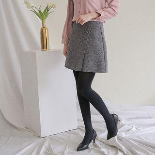 Button-detail Wrap-front Skort