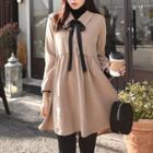 Tie-neck Button-front A-line Dress