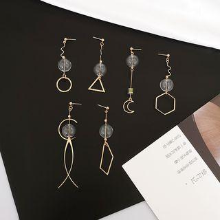 Non-matching Glass Ball Geometric Dangle Earring