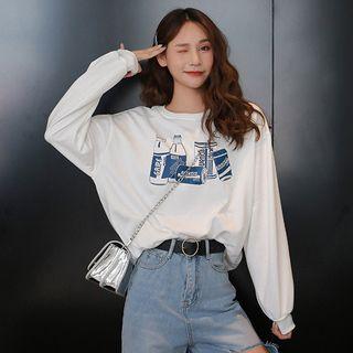 Drink Print Pullover White - One Size