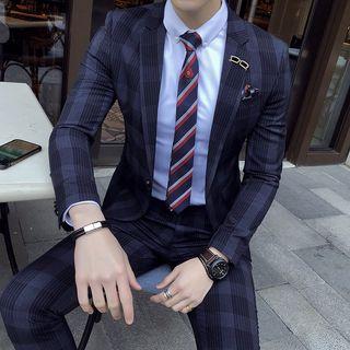 Set: Plaid Slim Fit Blazer + Dress Pants
