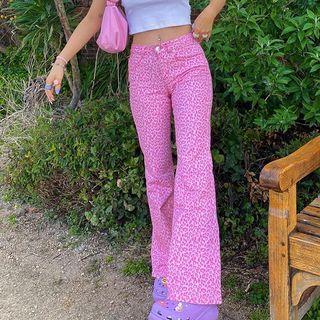 Leopard Print Boot-cut Jeans