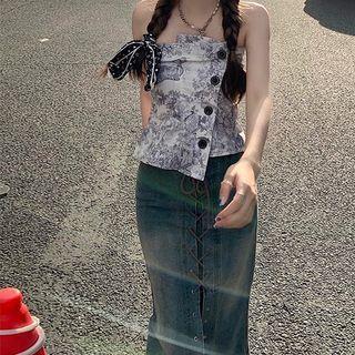 Cropped Cardigan / Irregular Tube Top