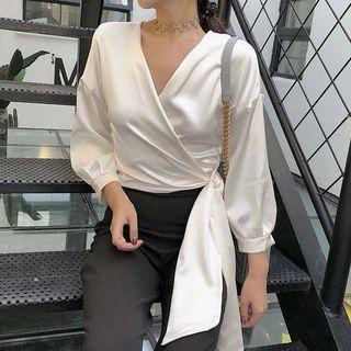 Satin Wrap Blouse