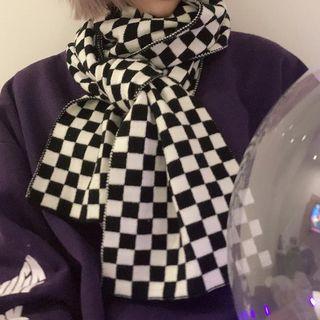Checkboard Knit Scarf As Shown In Figure - One Size