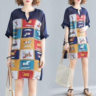 Horse Print Short-sleeve Dress