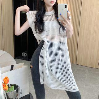 Pointelle Slit Tank Top Dress