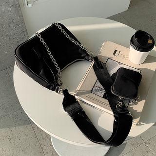 Set: Cross Bag + Chain Strap + Pouch Black - One Size