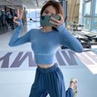 Long-sleeve Letter Print Cropped Top