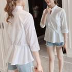 Ruffle Hem 3/4-sleeve Blouse