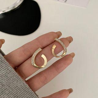 Rhinestone Alloy Drop Earring 1 Pair - S925 Silver Needle - Earring - Gold - One Size