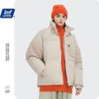 Unisex Fleece-panel Stand-collar Down Coat