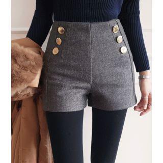 Button-detail Wool Blend Shorts