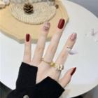 Embellished Faux Nail Tips Z-294 - Wine Red - One Size