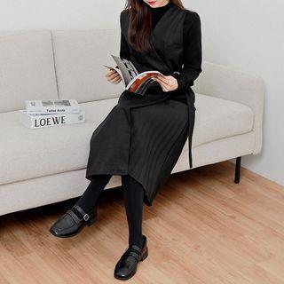 Pleated Long Wrap Dress