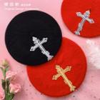 Cross Embroidered Beret