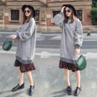 Ruffle Hem Mock Collar Sweater Dress