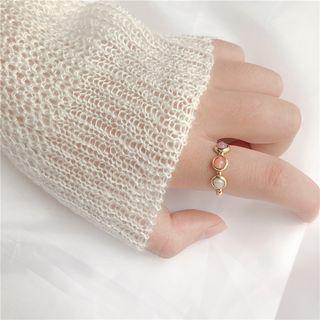 Gemstone Bead Ring Ring - Gold - One Size