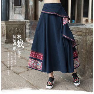 Ruffled A-line Maxi Skirt