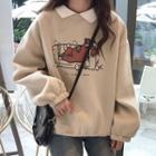 Collared Bear Print Pullover