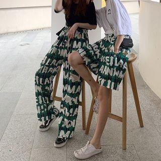Graffiti Print Wide-leg Pants