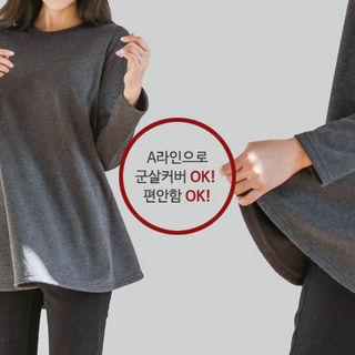 Coral-fleece Lined Flared T-shirt