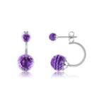 925 Sterling Silver Simple Fashion Geometric Round Earrings With Purple Austrian Element Crystal Silver - One Size