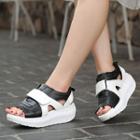 Platform Cutout Velcro Sandals