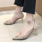 Pointed Ankle-strap Kitten-heel Sandals