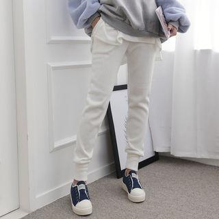 Lace-up Rib-knit Sweatpants