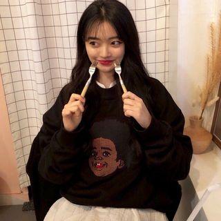 Applique Sweatshirt Black - One Size