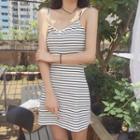 Set: Plain Cropped Hooded Jacket + Spaghetti Strap Dress