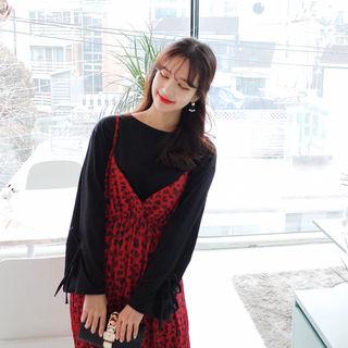 Round-neck Bow-sleeve Top