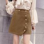 High-waist Asymmetric Tweed Skirt