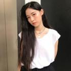 Cap-sleeve Plain T-shirt Vest - One Size