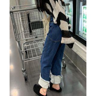 Rolled Straight-cut Loose Jeans