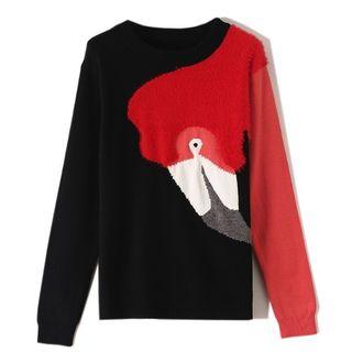 Parrot Print Furry Sweater