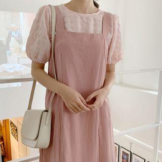 Banded-back A-line Long Pinafore Dress