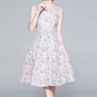 Sleeveless Jacquard Midi A-line Dress