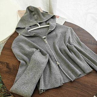 Hooded Ribbed Cardigan