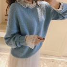 Plain Long-sleeve Sweater Blue - Sweater - One Size