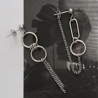 Asymmetric Sterling Chain Drop Earrings