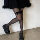 Bow Accent Dotted Sheer Tights Black - One Size