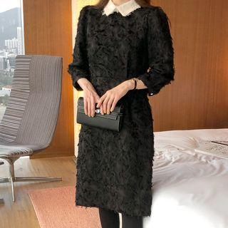 Fringed 3/4-sleeve Shirt Dress