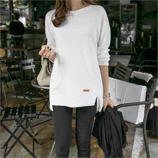 Cutout-hem Napped T-shirt